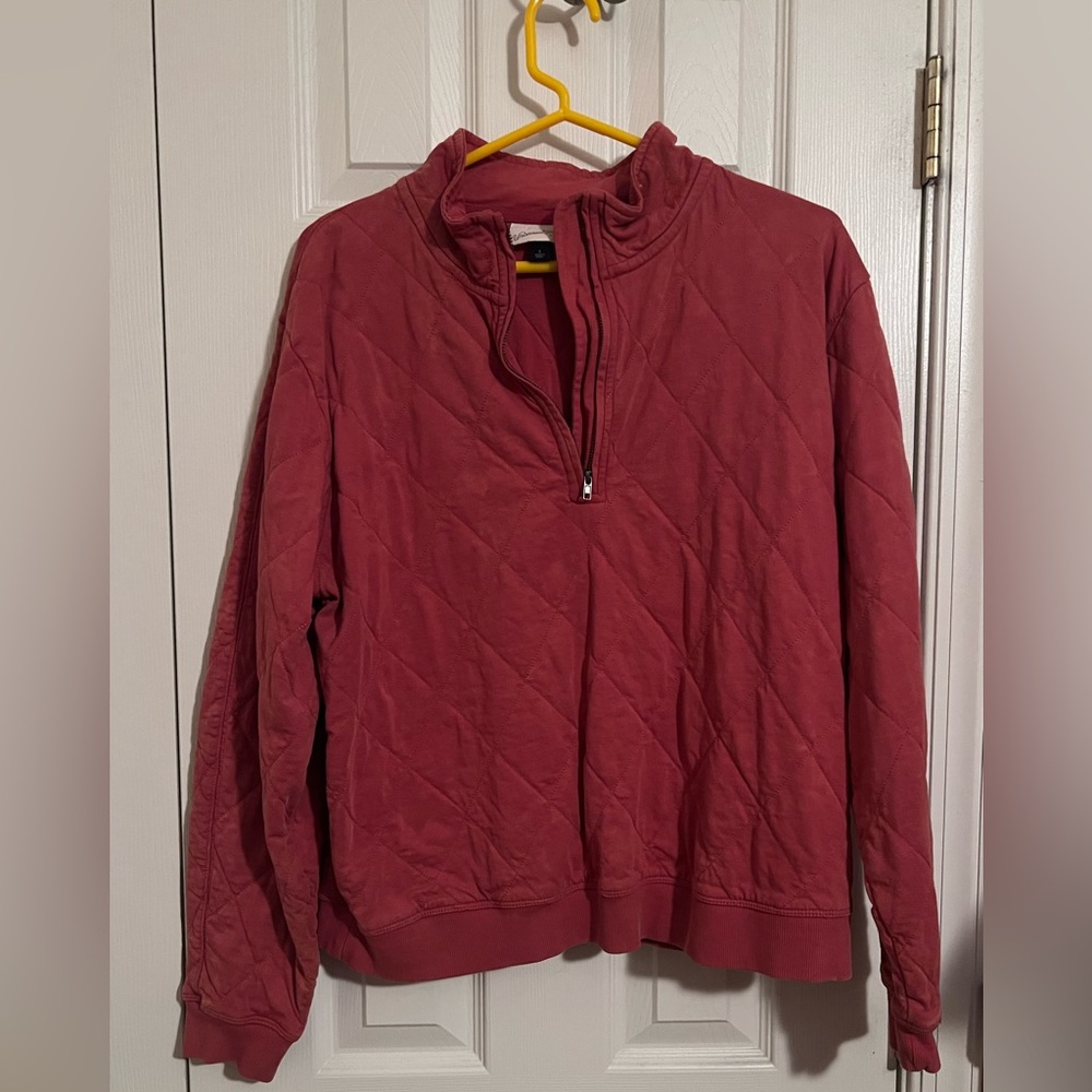 burnt orange quilted quarter zip